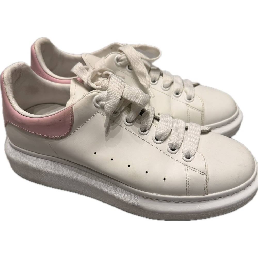 Alexander McQueen Oversized Sneakers White Pink Leather 553680 Size 41 Womens